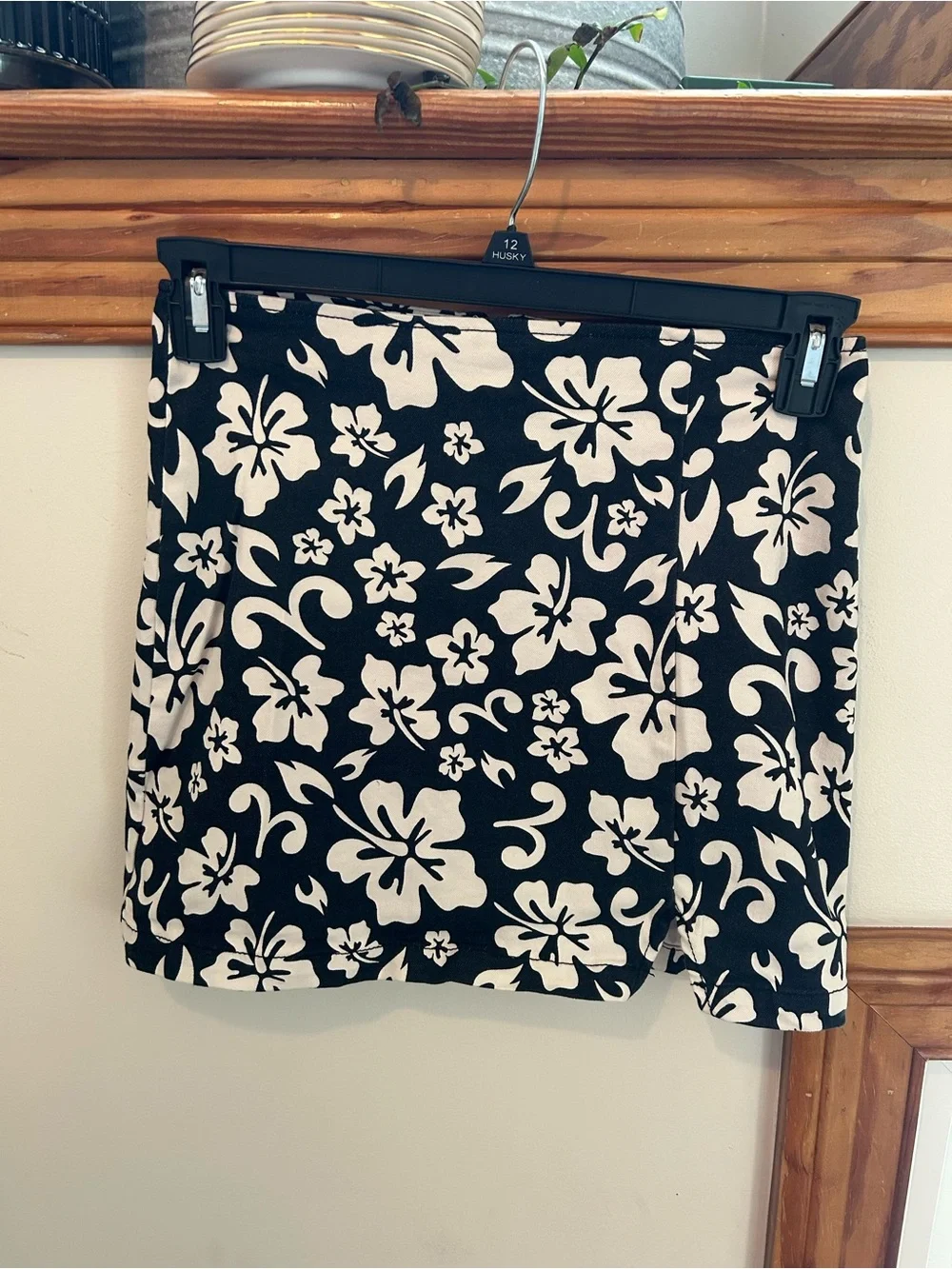Black & White Floral Mini Skirt